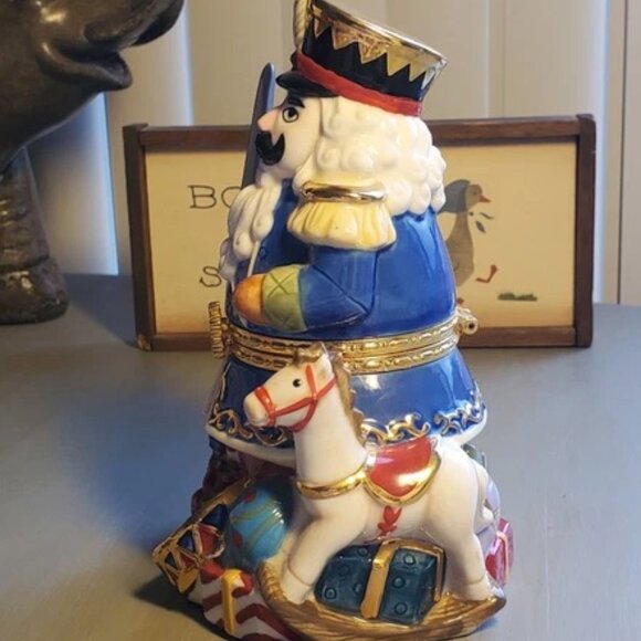 Traditions Porcelain Nutcracker Hinged Trinket Keepsake Box Soldier Toys 6" EUC - Picture 3 of 8